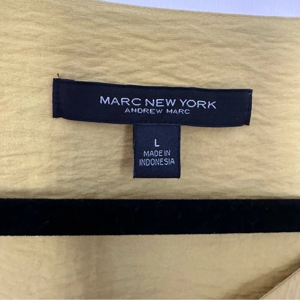 Marc New York Blouse Capt Mustard Yellow Short Sleeve Top Sz L